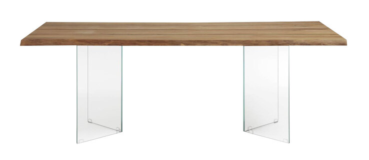 Kave Home Esstisch LOTTY 220 x 100 cm Glas /Eiche braun