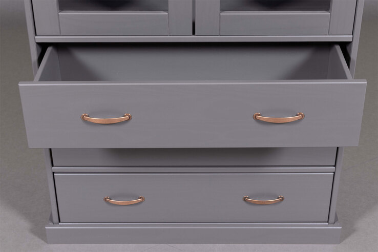 Vitrine NICLAS 90x190x38,4 cm Massivholz grau