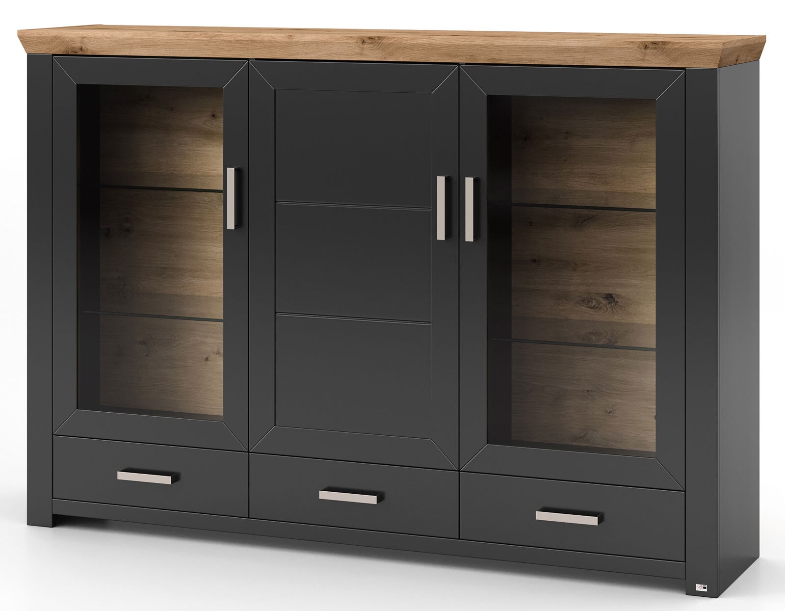 set one by Musterring Highboard YORK 57 anthrazit /Eiche Artisan