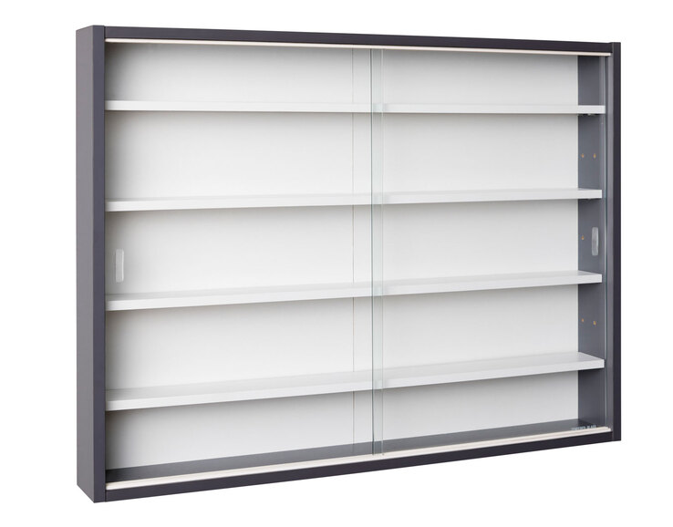 Sammlervitrine HENDRIK 80x60x9,5 cm Grau/Weiß