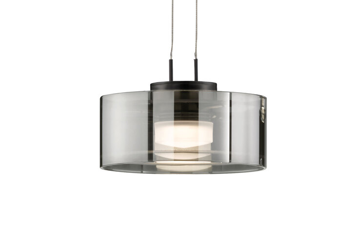 FISCHER & HONSEL LED Balkenpendel LAVIN 3-flg schwarz /Rauchglas