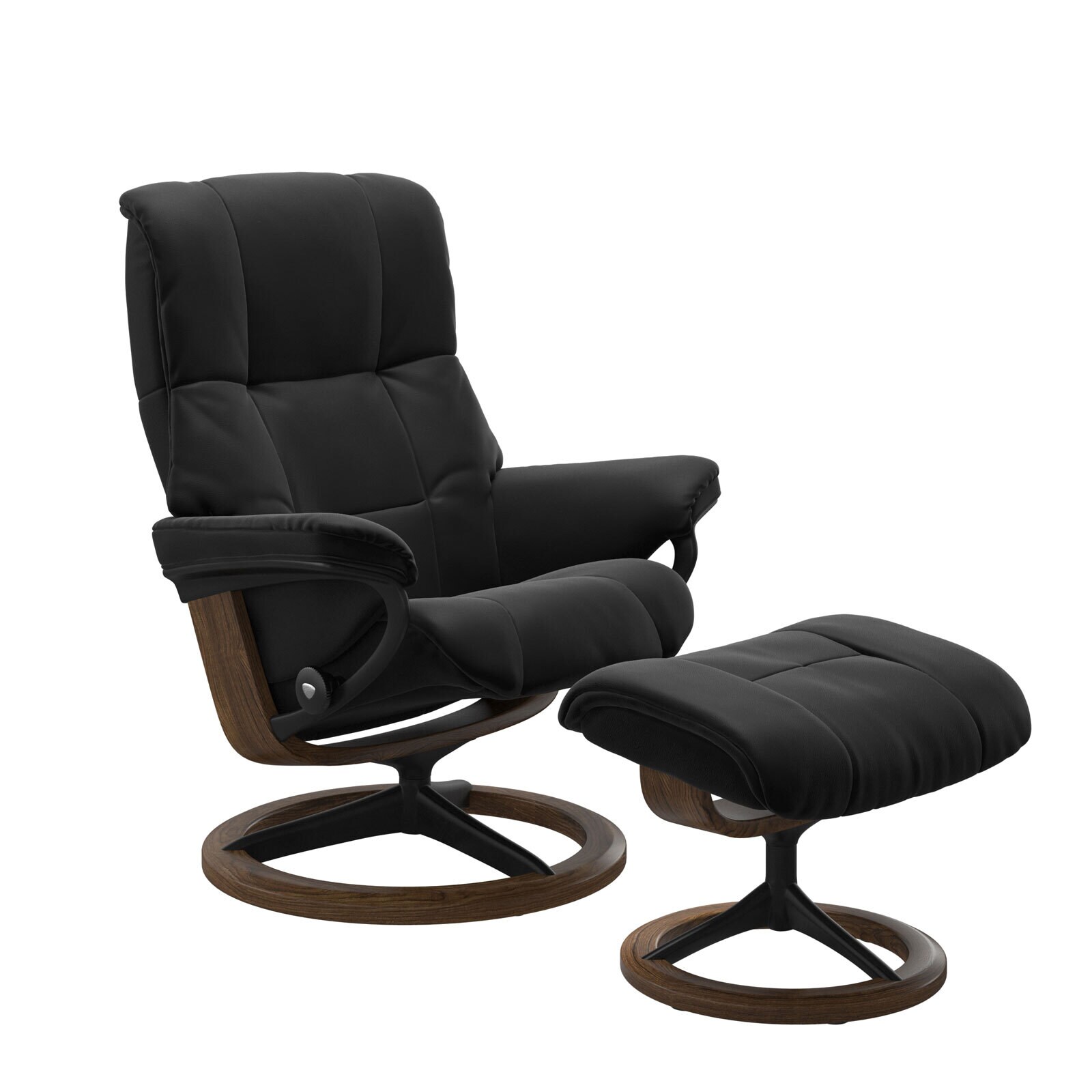 Stressless Ledersessel mit Hocker MAYFAIR M  aluminiumfarbig /black /teak /schwarz