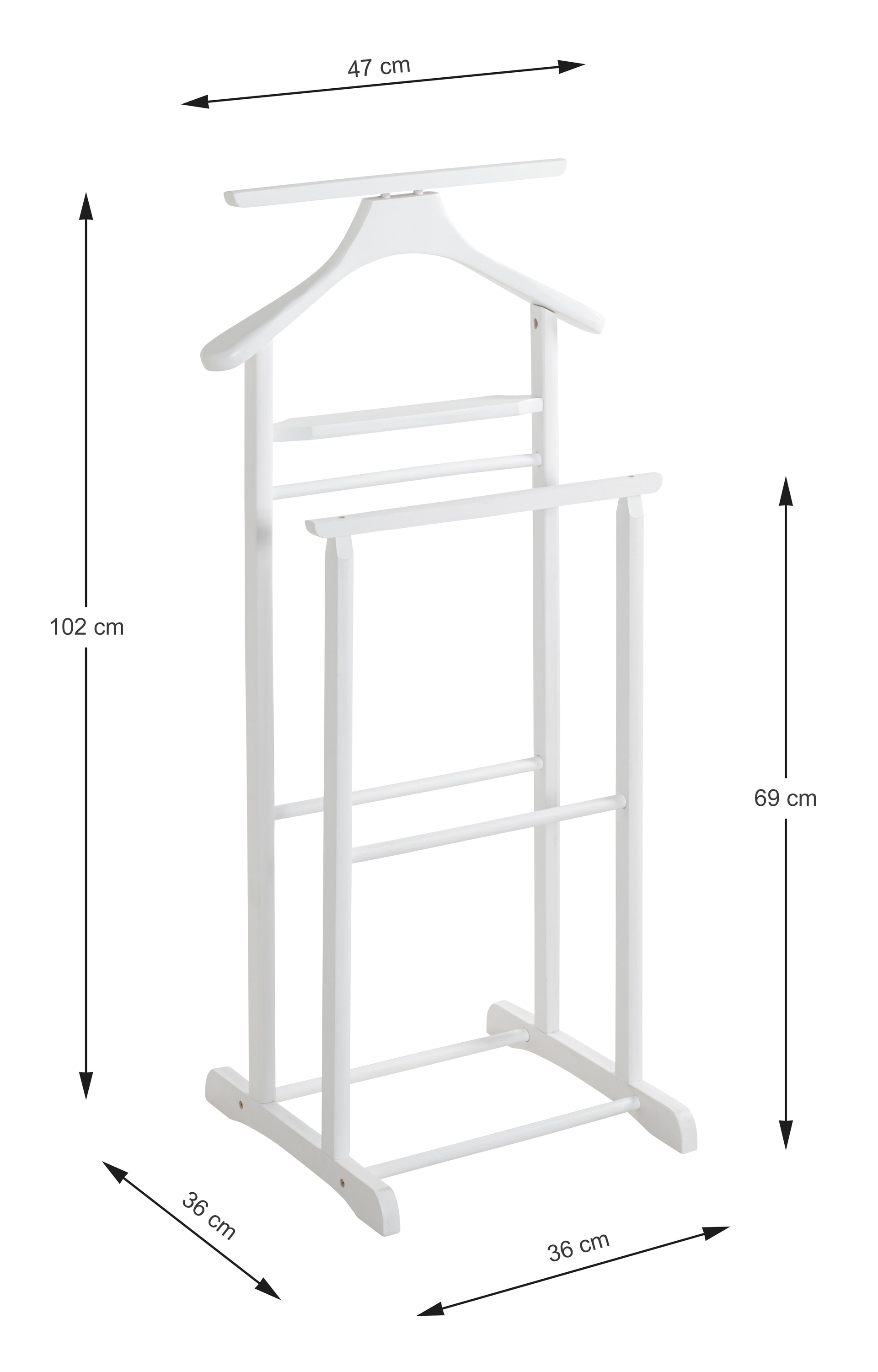 Herrendiener FUNNY 47 x 102 x 36 cm Massiv weiß