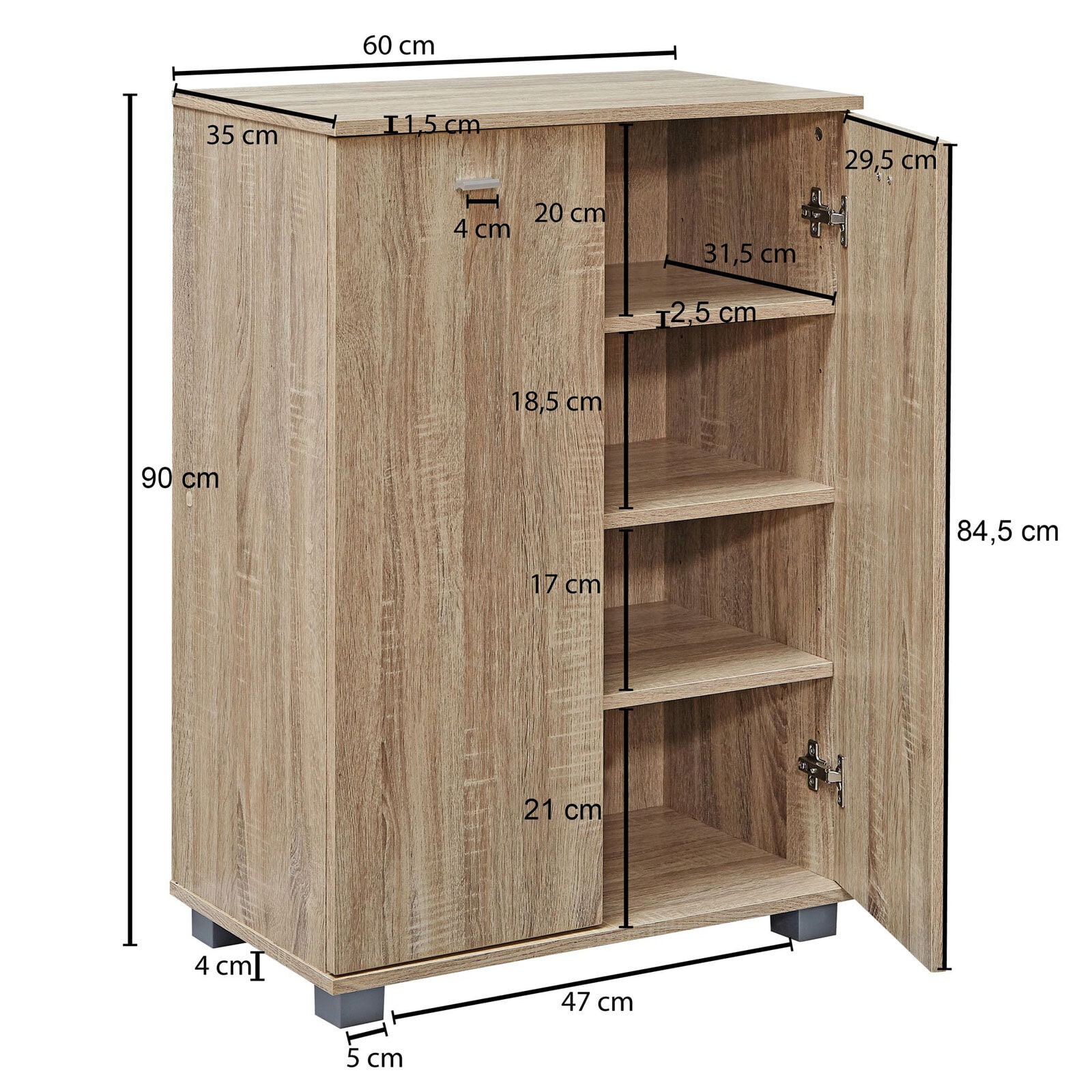 Schuhschrank NIMES 60 x 90 cm Sonoma Eiche