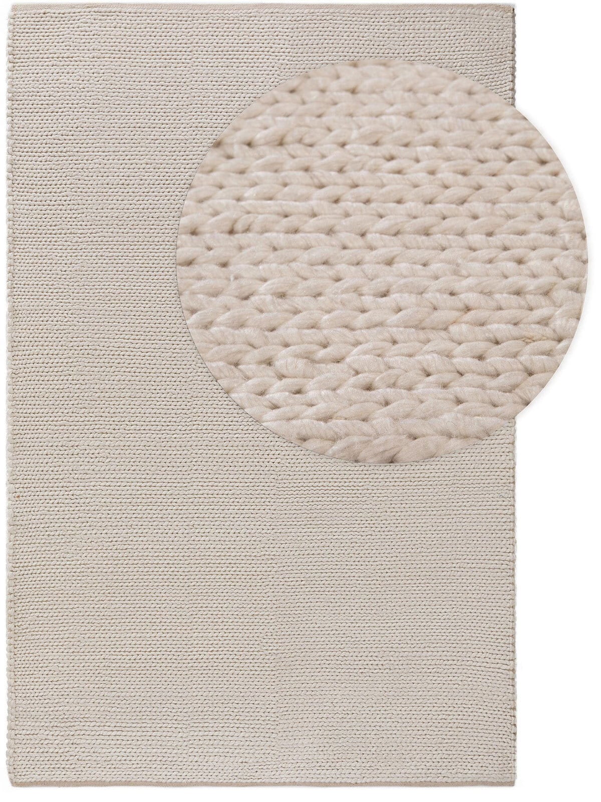 benuta pure Wollteppich UNO 80 x 150 cm cream