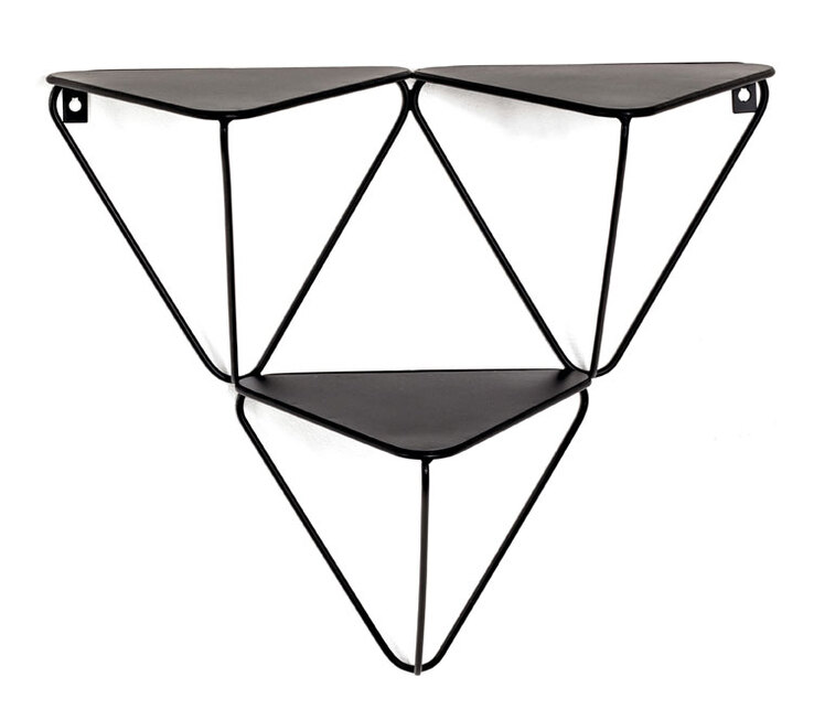 Wandregal 48 x 42 cm schwarz lackiert