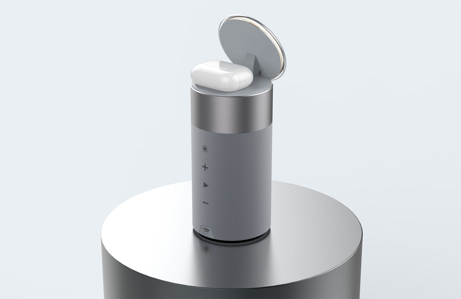 Bluetooth-Lautsprecher mit Ladefunktion und Nachtlicht grau