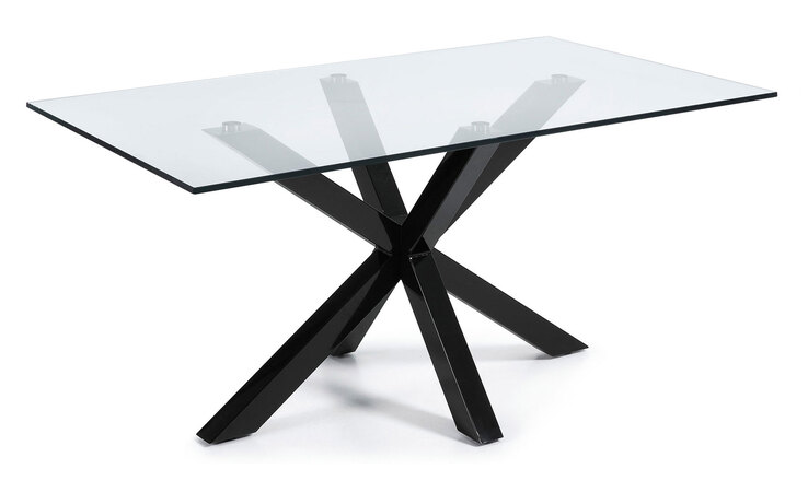 Kave Home Esstisch ARGO 160 x 90 cm schwarz /Klarglas