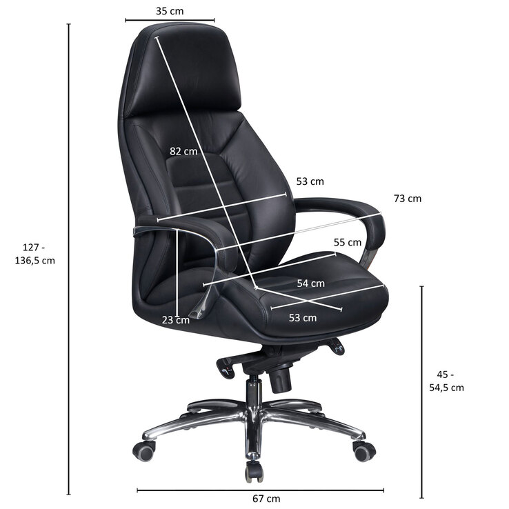 Chefsessel 67 x 137 cm Silberfarbig Schwarz