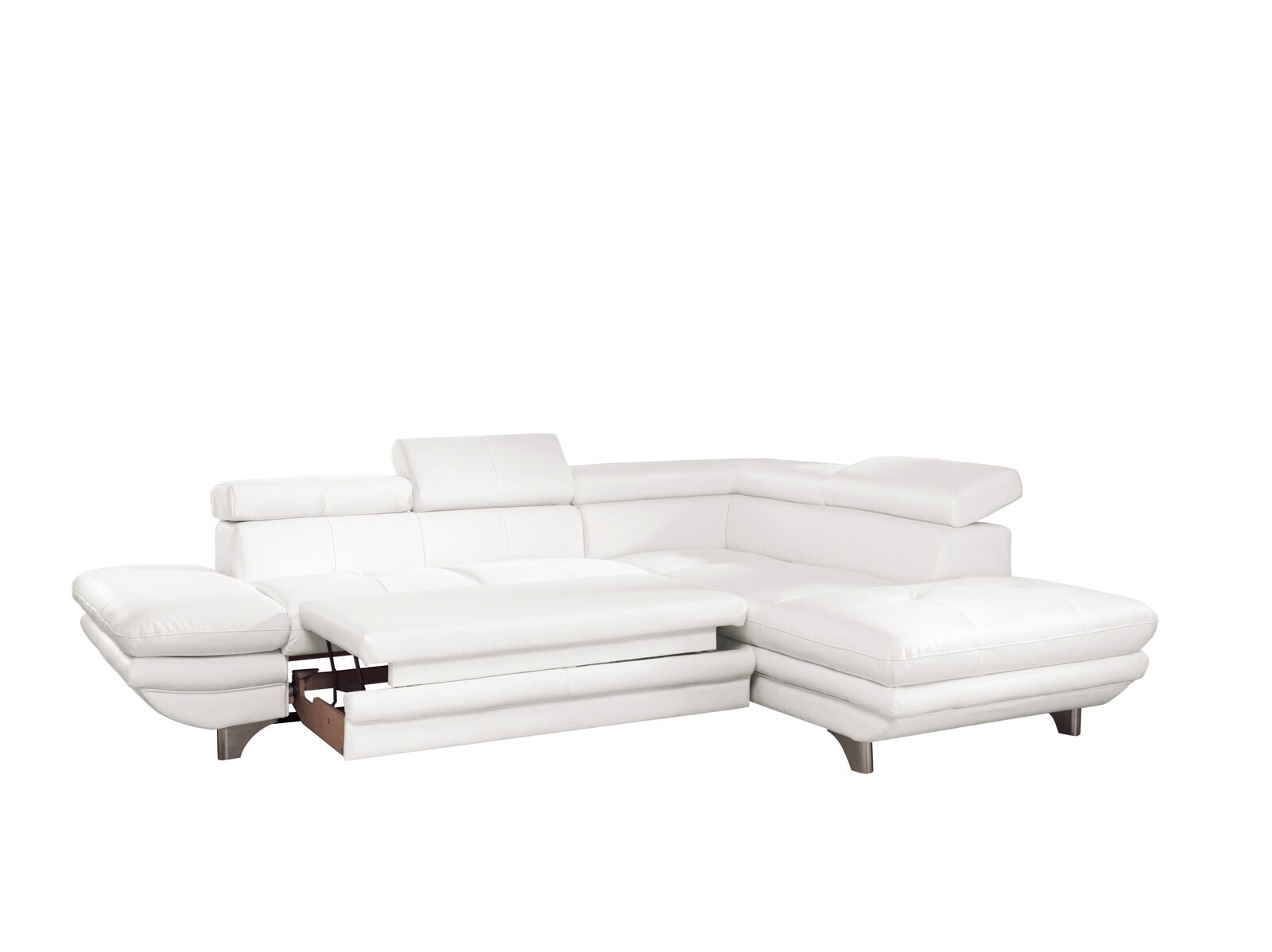 Ecksofa COTTA 273 x 238 cm mit Schlaffunktion links Lederlook white