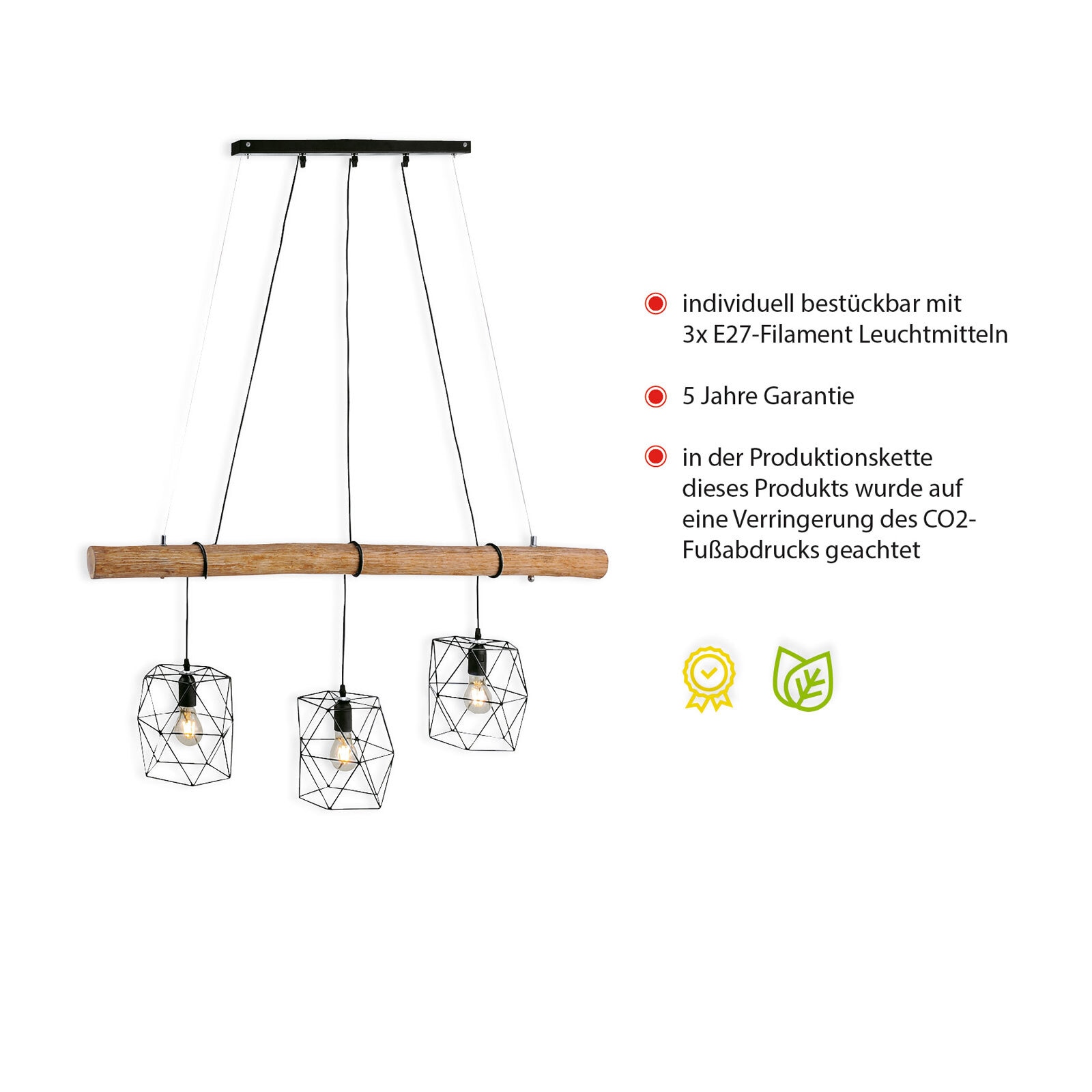 JUST LIGHT Retrofit Pendellampe EDGAR 3-flg