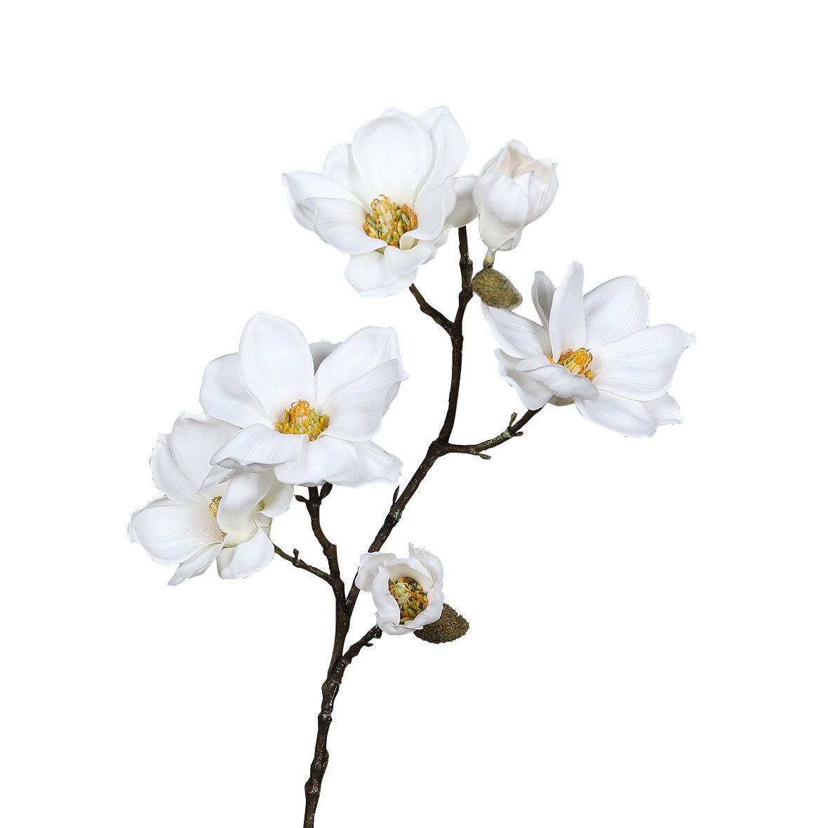 Kunstblume Magnolienzweig 66 cm 6 Blüten weiß
