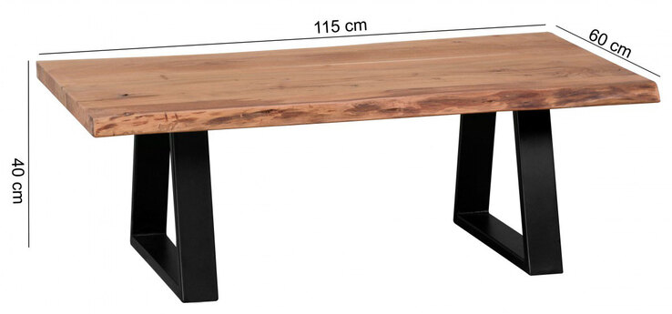 Couchtisch 115 x 60 cm Akazie Kufengestell