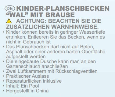 INTEX Kinder Planschbecken Pool WALFISCH mit Brause