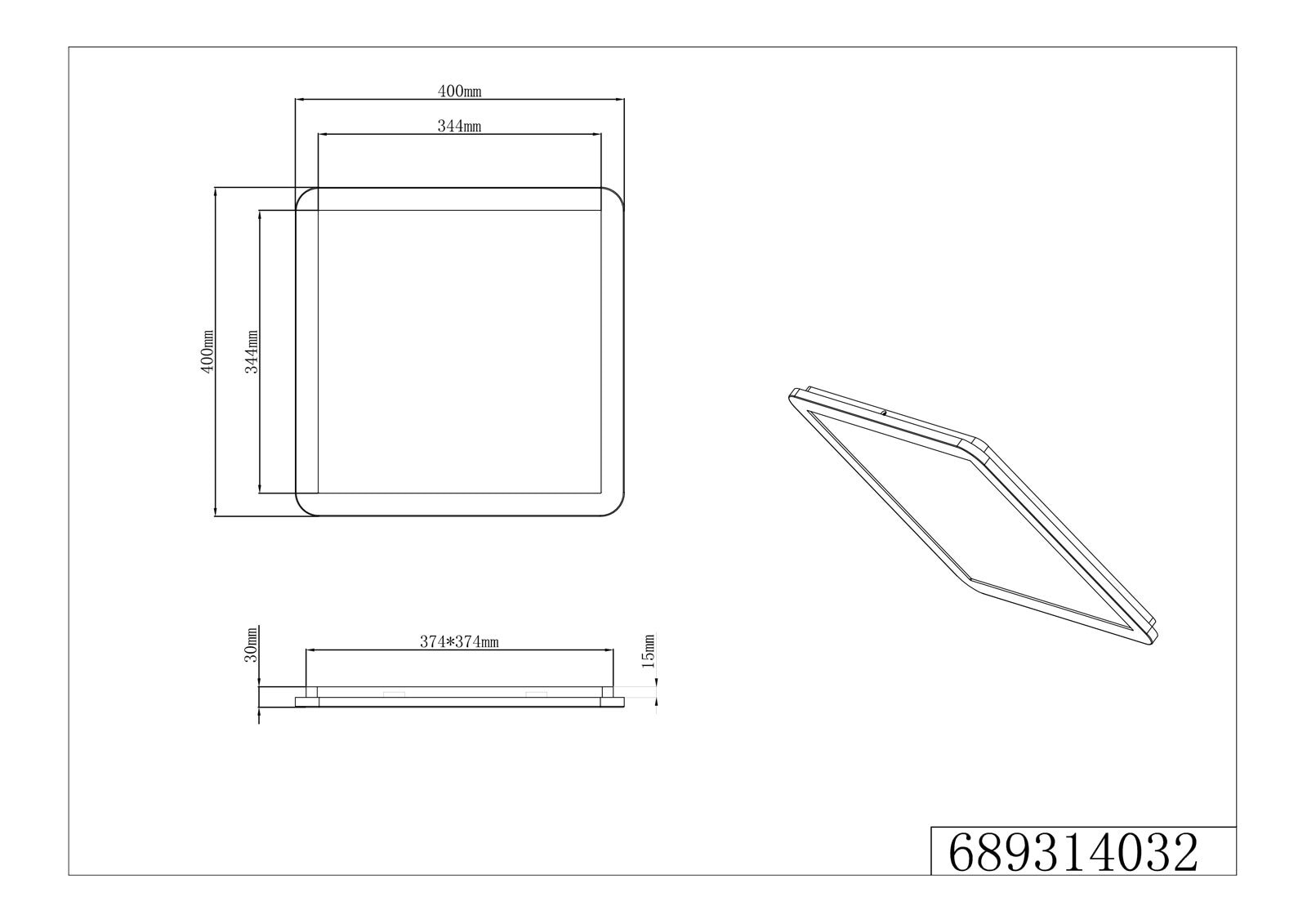 TRIO LED Badlampe CAMILLA 40 x 40 cm schwarz