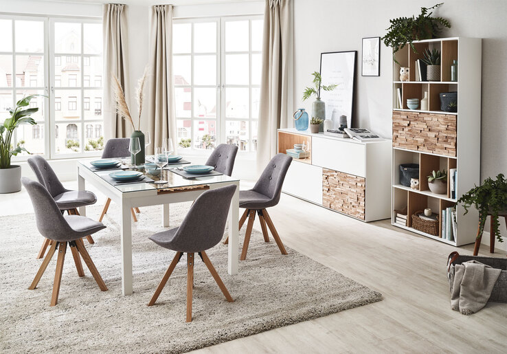PHILL HILL Esstisch MIA 160 x 90 cm Eiche massiv /weiß lackiert