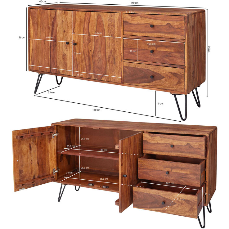 Sideboard 145 x 75 cm braun