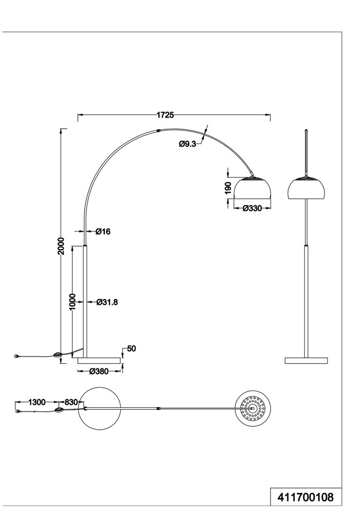TRIO Retrofit Bogenlampe ARGENTINA messingfarbig