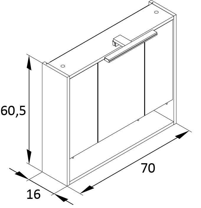 Spiegelschrank KIMI 70 x 65,6 cm kreideweiß