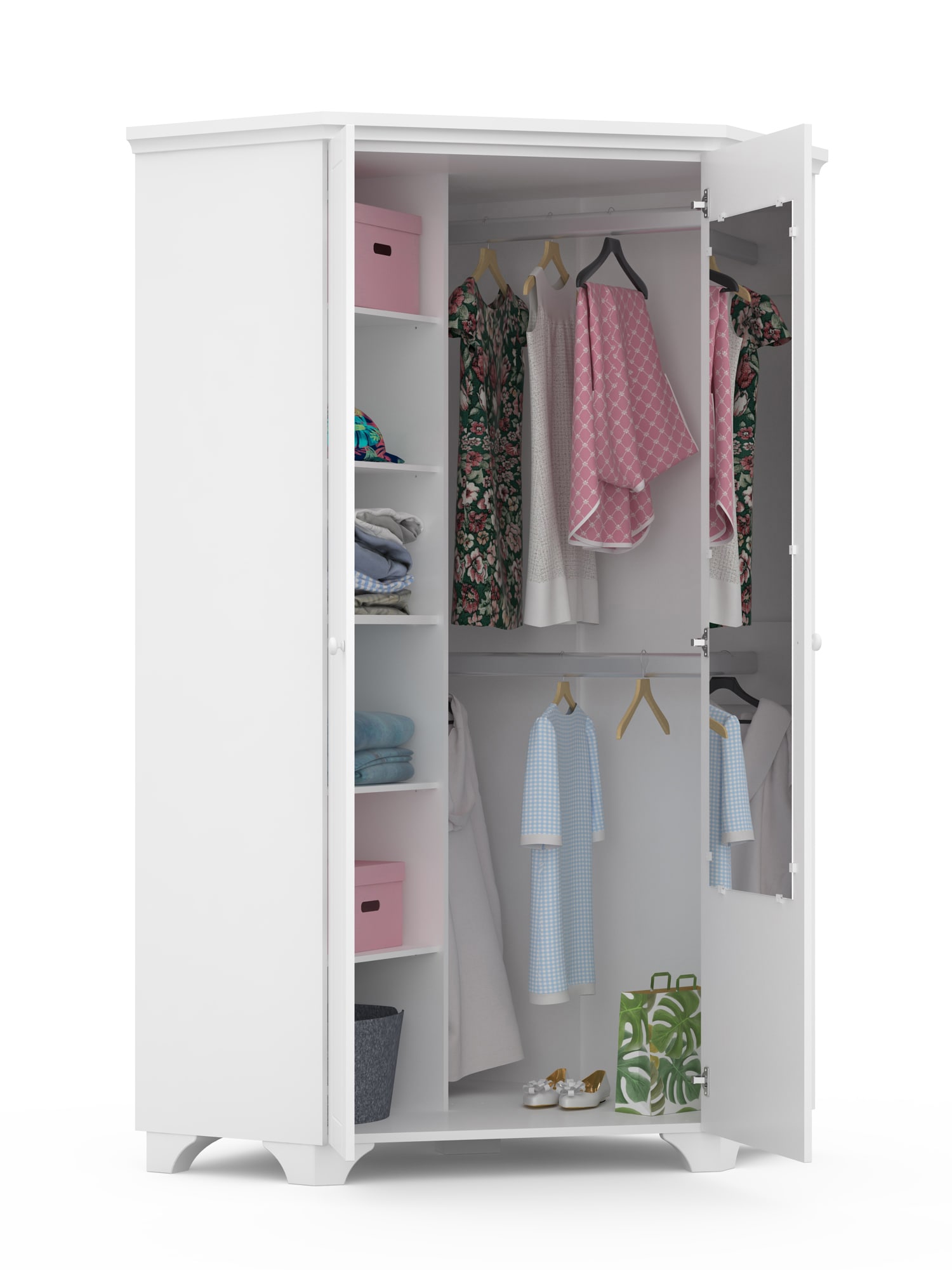 Kinder-Eckkleiderschrank ROYAL WHITE