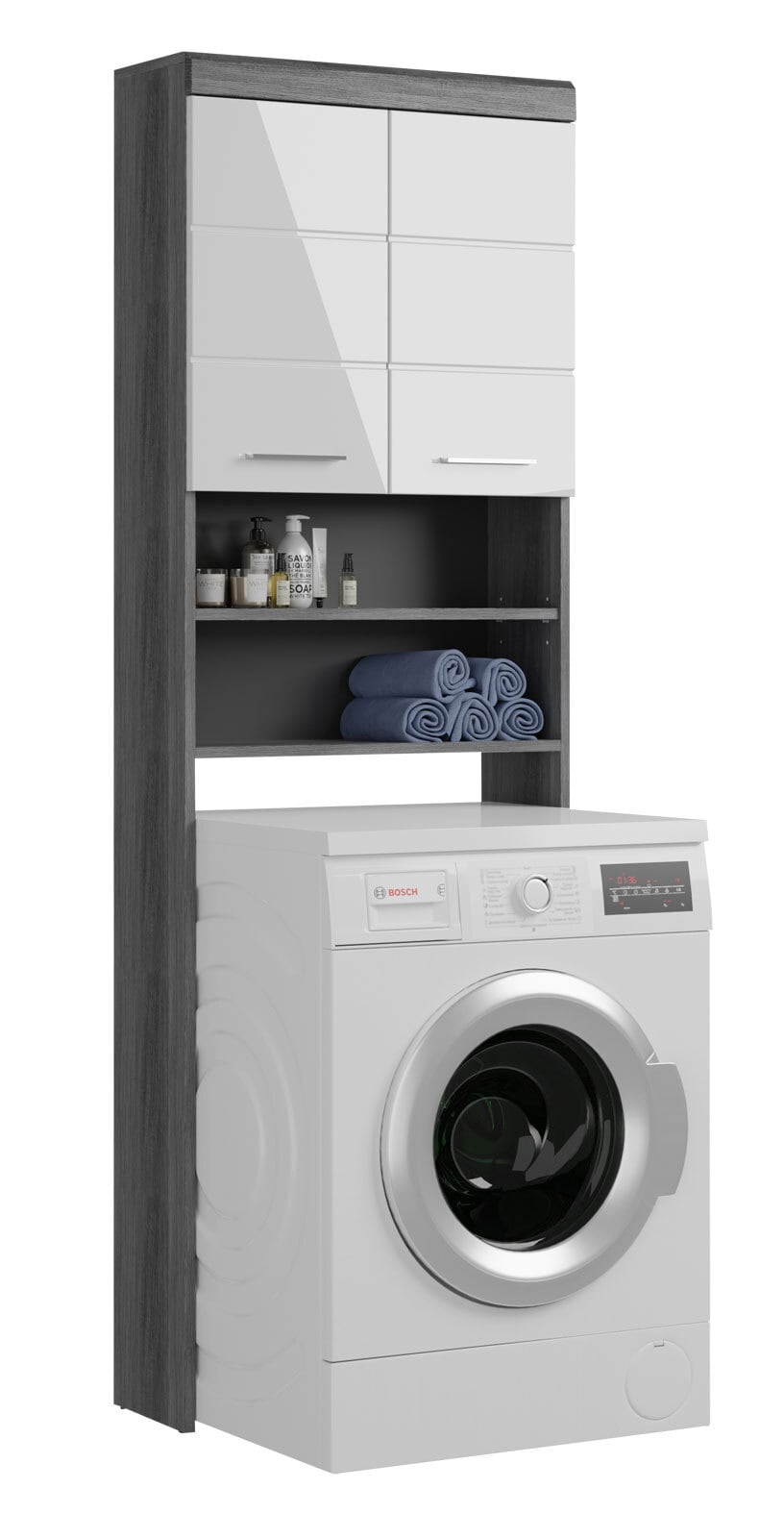 Waschmaschinenschrank SCOUT grau/ weiß