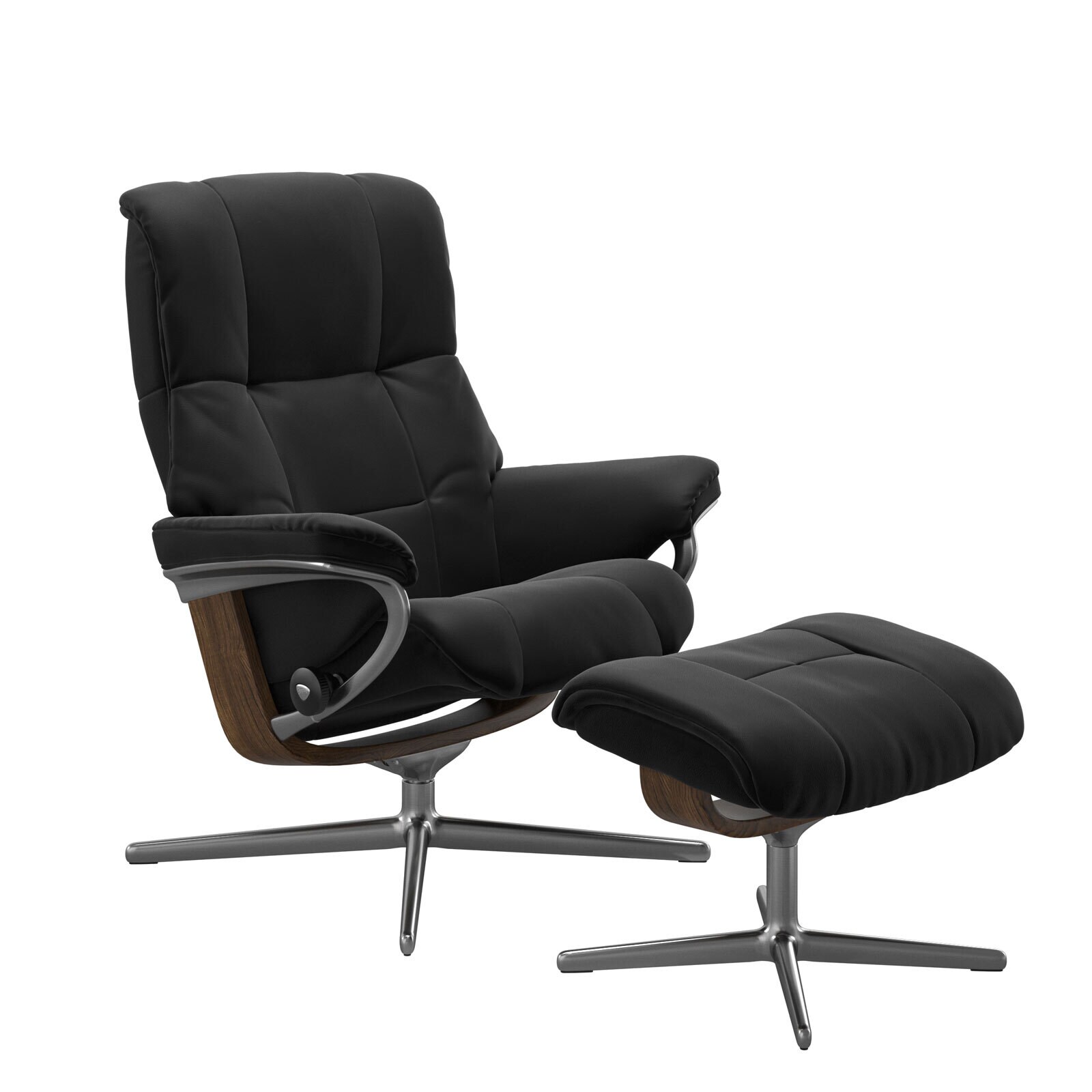 Stressless Ledersessel mit Hocker MAYFAIR M  aluminiumfarbig /black /teak