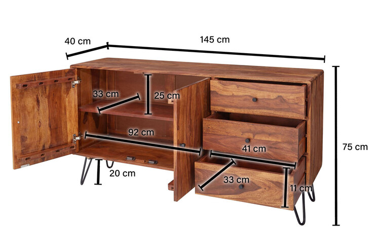 Sideboard 145 x 75 cm braun
