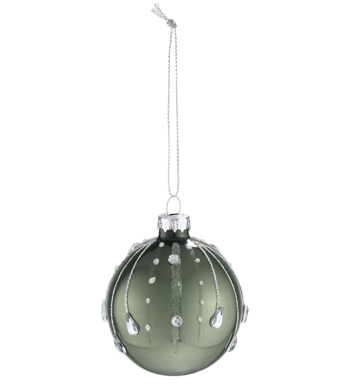 casaNOVA Weihnachtskugel 6 cm grün /silberfarbig