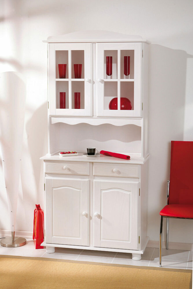 Buffet ADRIAN 88x198x43 cm Massivholz Kiefer weiß