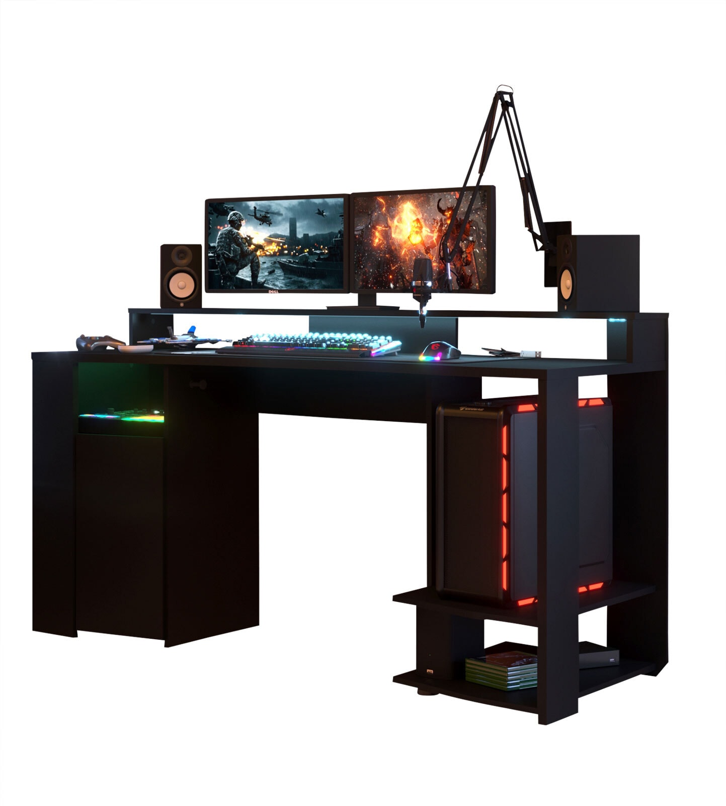 Parisot Gamertisch und Regale mit LED Beleuchtung schwarz