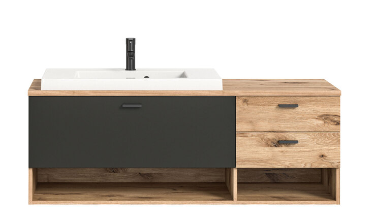 Waschtisch GRADO 138 x 51 cm Eiche/ Grau