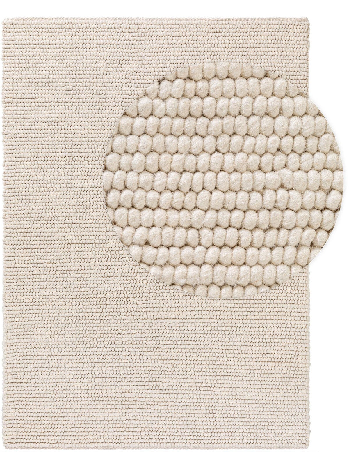 benuta pure Wollteppich BEADS 80 x 150 cm cream