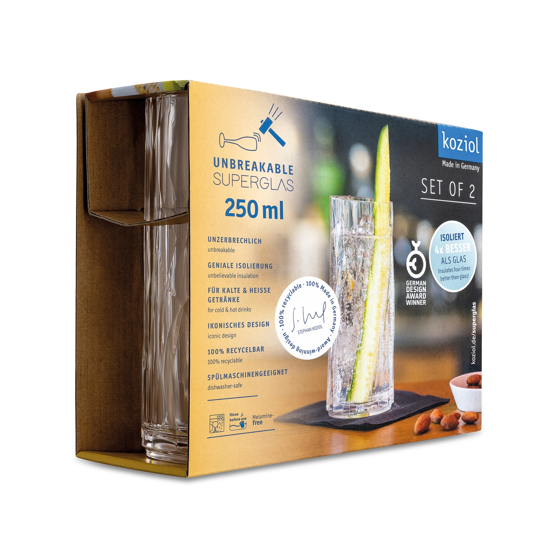 koziol Trinkglas Superglas CLUB NO.3 2er Set 250 ml kristallklar