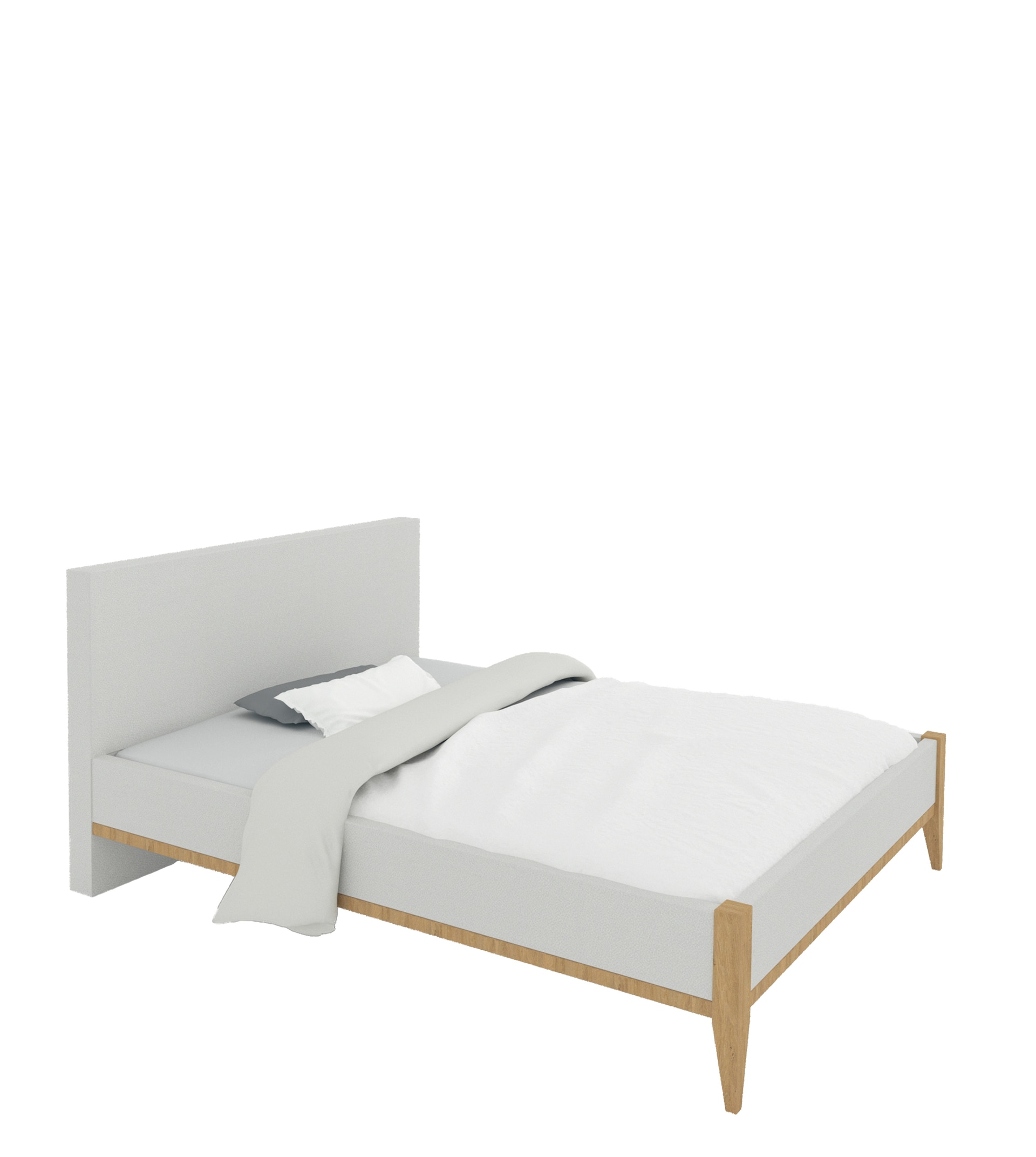 Bett HYGGE 140 x 200 cm grau/ braun