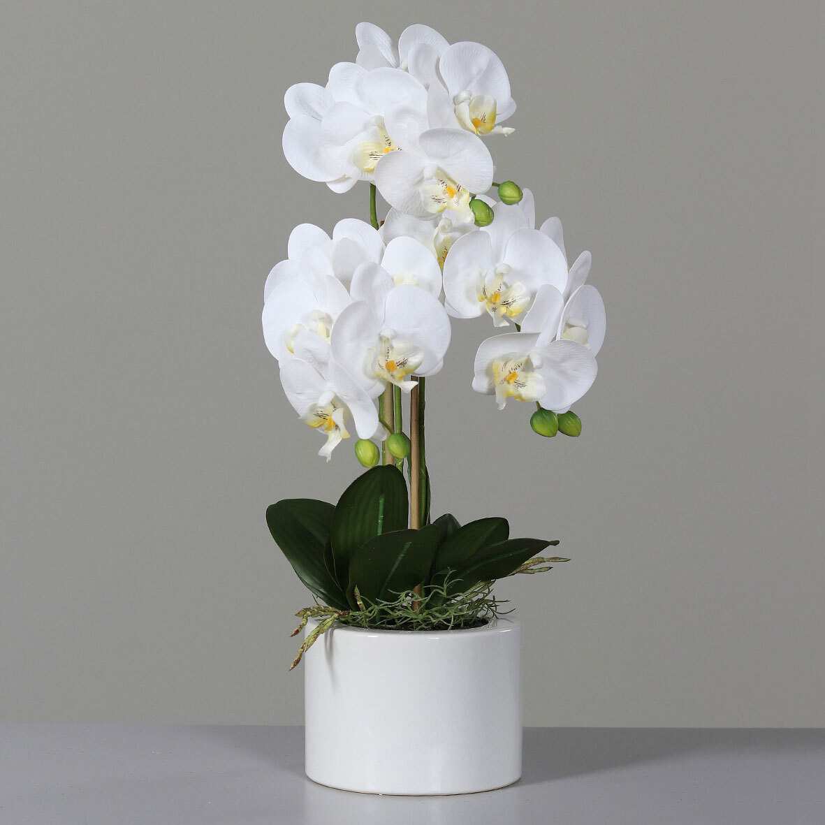 Kunstblume Orchidee im Topf PHALAENOPSIS weiß