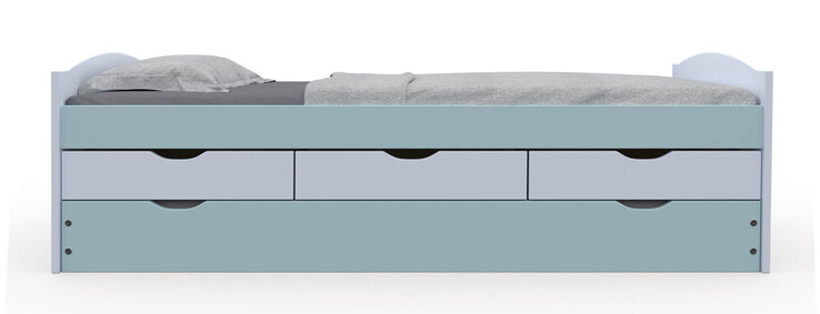 Stauraum-/Funktionsbett KILIAN 90 x 200 cm weiß/ pastellgrün