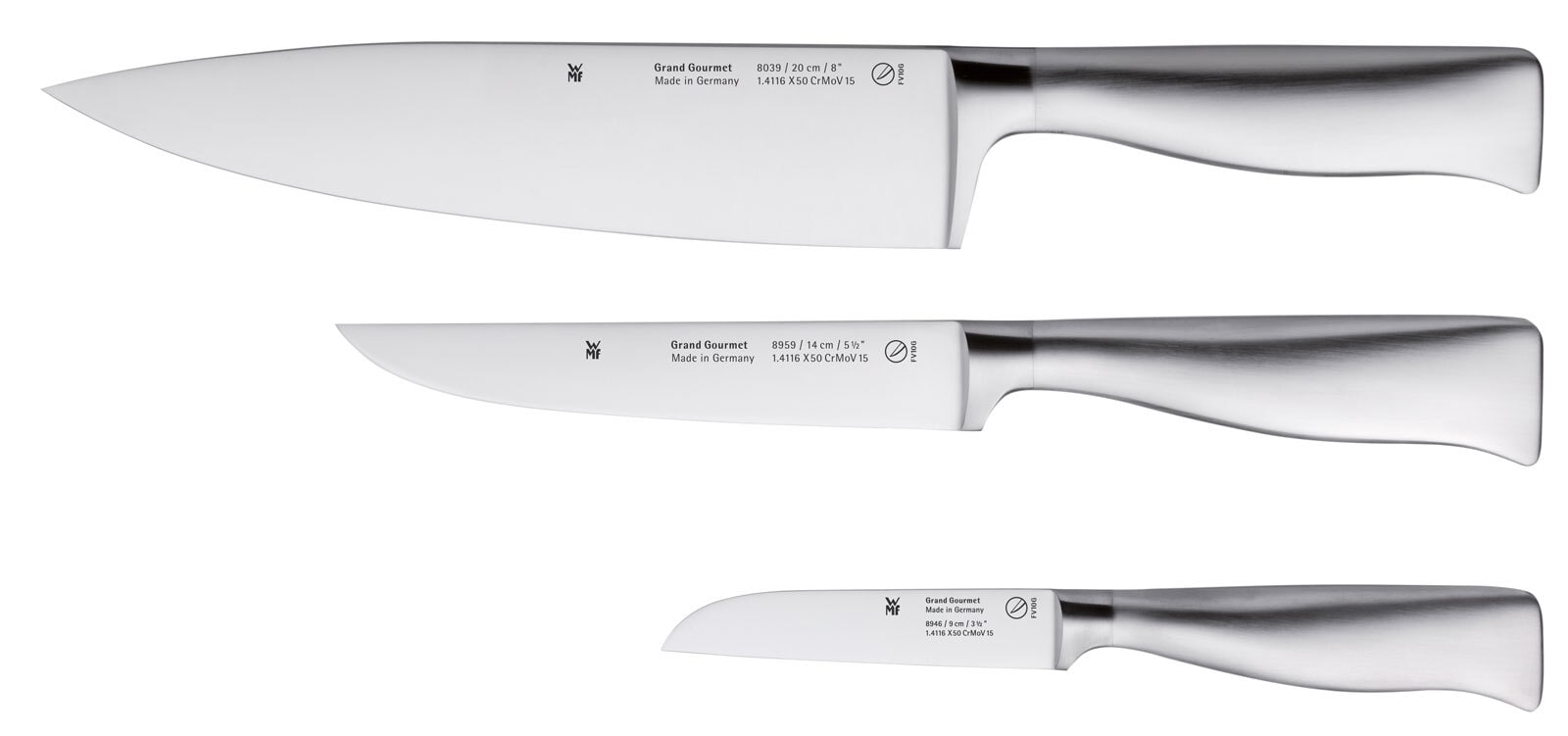 WMF Messer-Set GRAND GOURMET 3-teilig Edelstahl silberfarbig