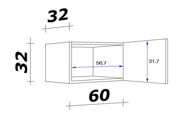 Kurz Hängeschrank WITO 60 cm weiß