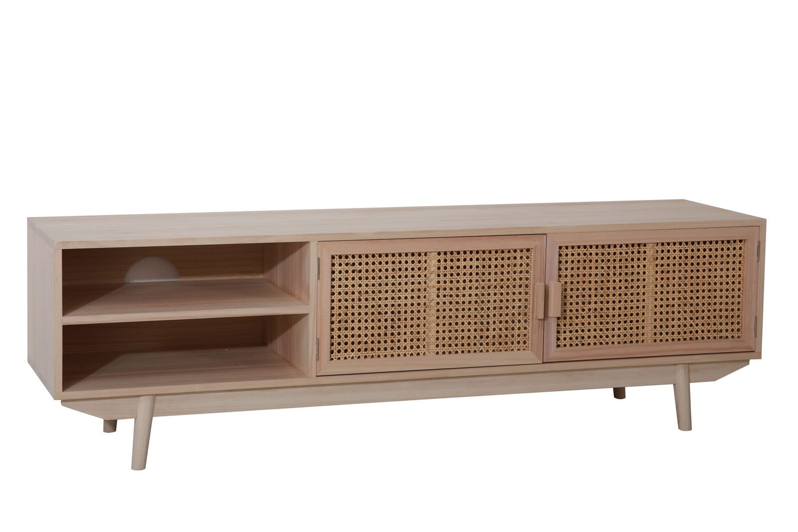 TV-Lowboard 150 x 45 cm Braun/ Rattan
