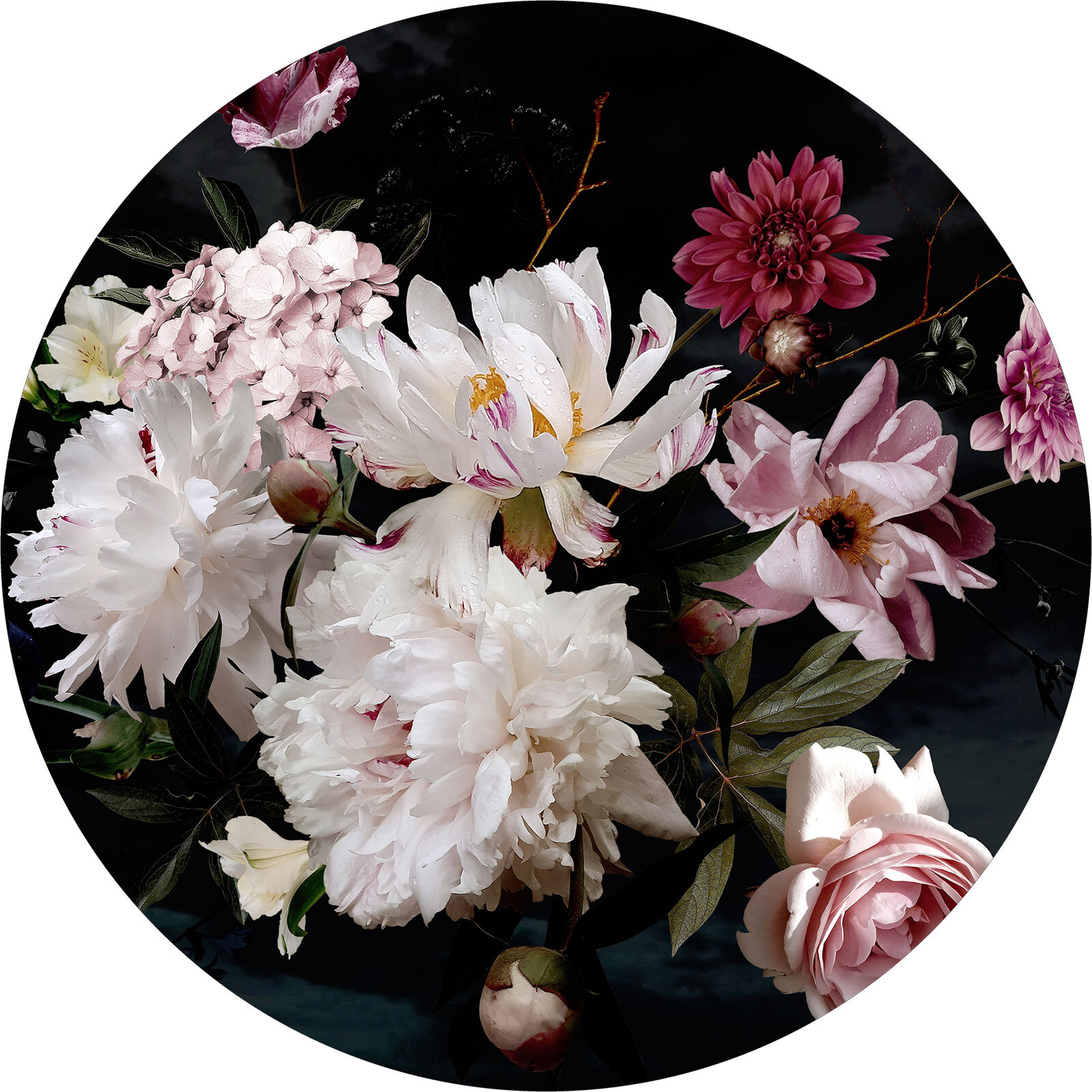 PRO ART Glas-Art Bild BAROQUE FLOWERS V Ø 30 cm mehrfarbig
