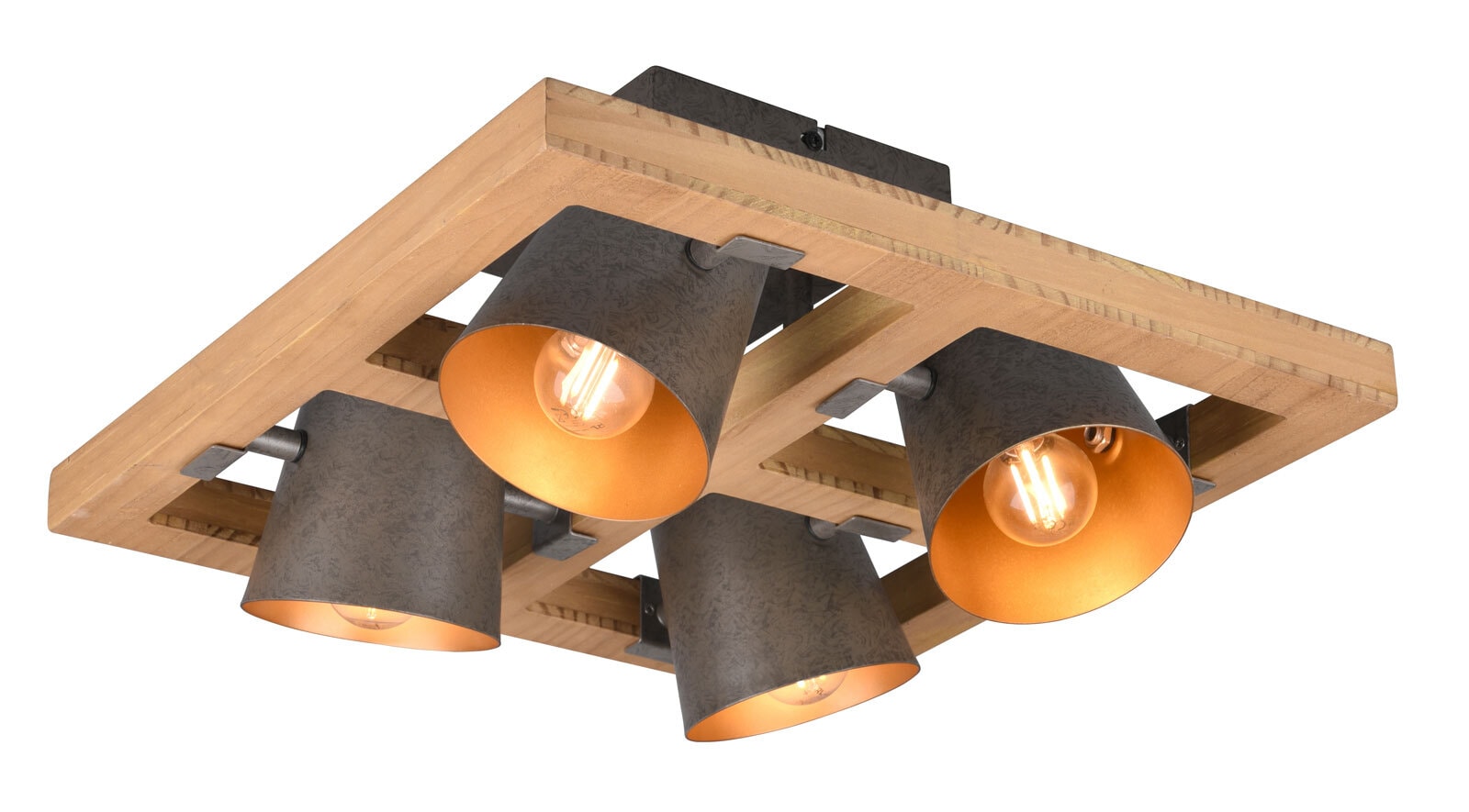 TRIO Retrofit Deckenlampe BELL Holz /nickelfarbig antik