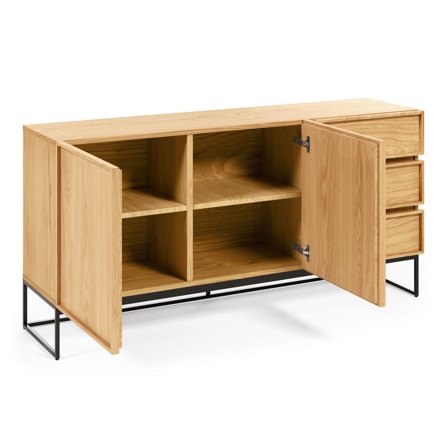 Kave Home Sideboard TAIANA 160 x 78 cm Eiche braun Stahl schwarz