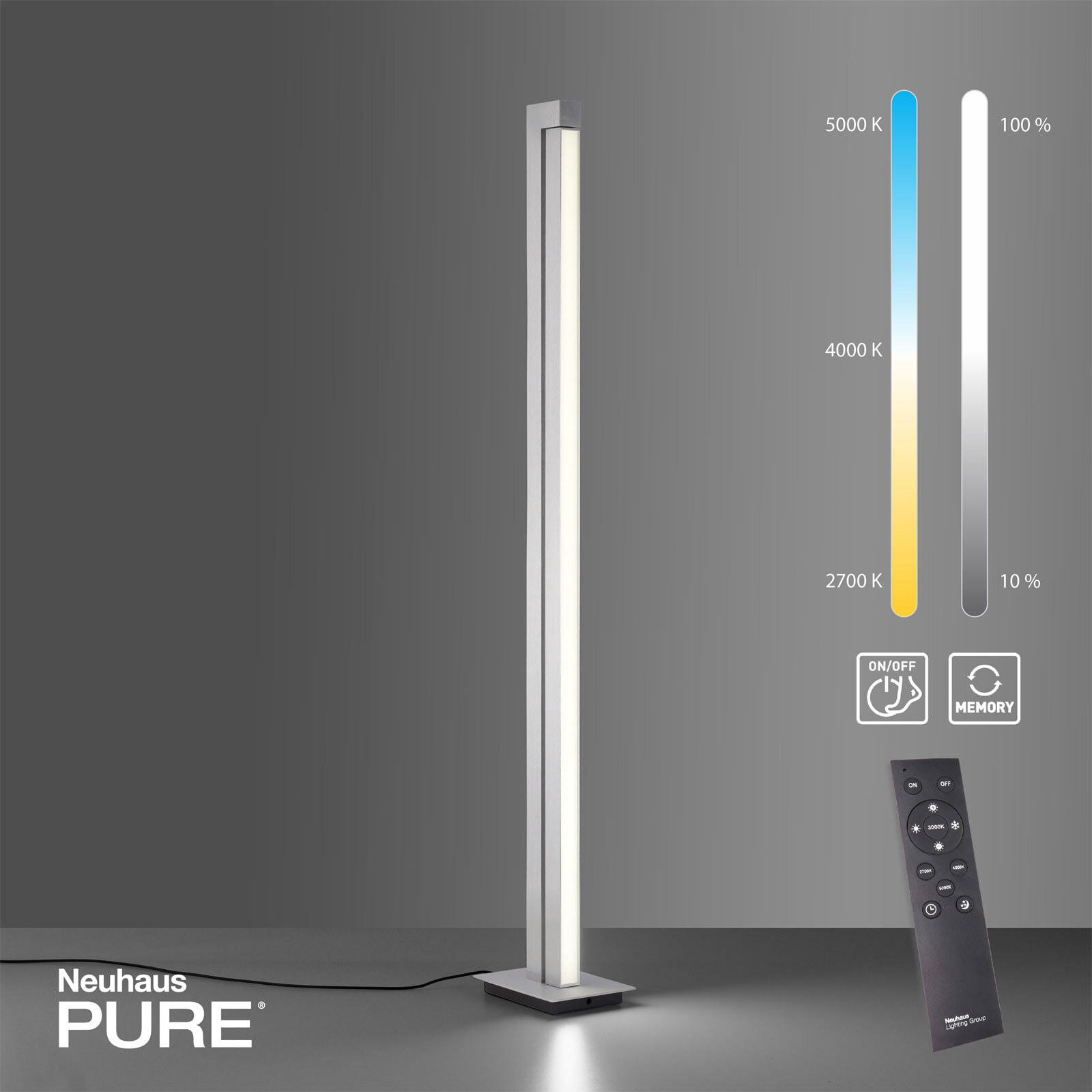 Paul Neuhaus LED Stehlampe PURE-LINES alufarbig