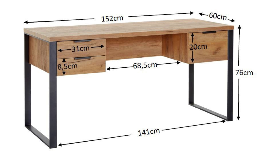 Schreibtisch LOOP 152 x 60 x 76 cm Kerneiche NB