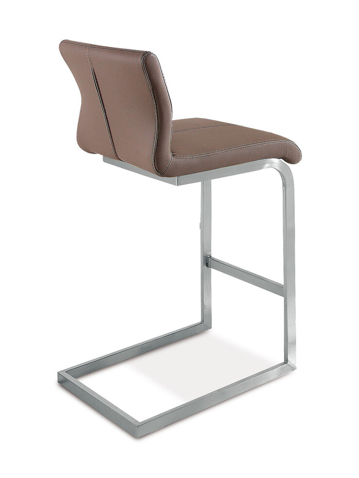 MONDO Barstuhl AMATI 2er Set Edelstahl /Lederlook Taupe