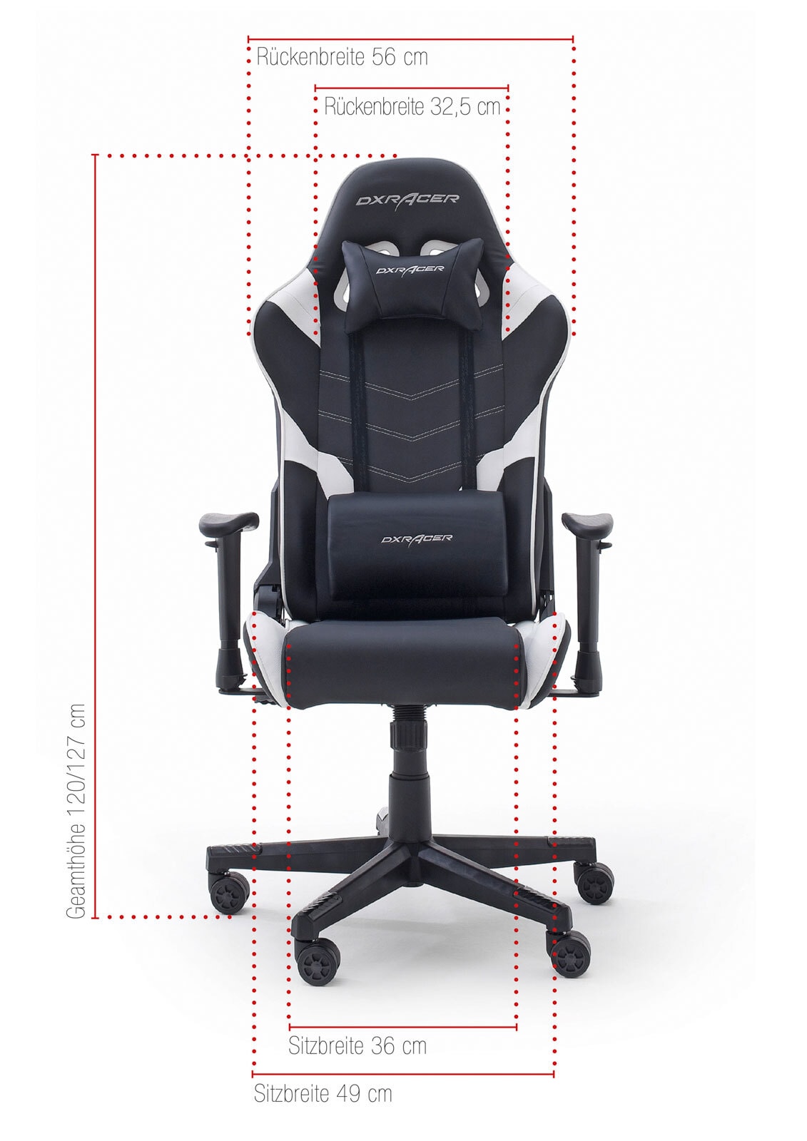 DX RACER Gaming Stuhl schwarz Absetzung weiß