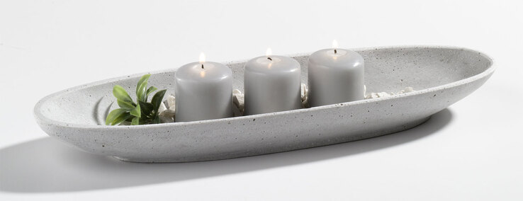 casaNOVA Dekoschale oval 4 x 12 x 40 cm grau