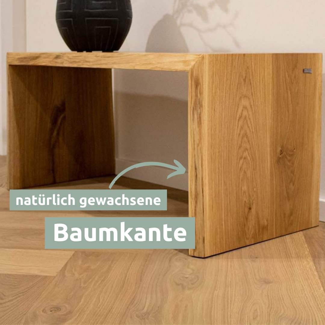 holz4home Massivholzbank 100 x 45 cm Eiche geölt mit Baumkante