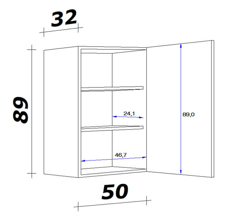 Küchen Hängeschrank AVILA 50 cm Eiche /weiß matt