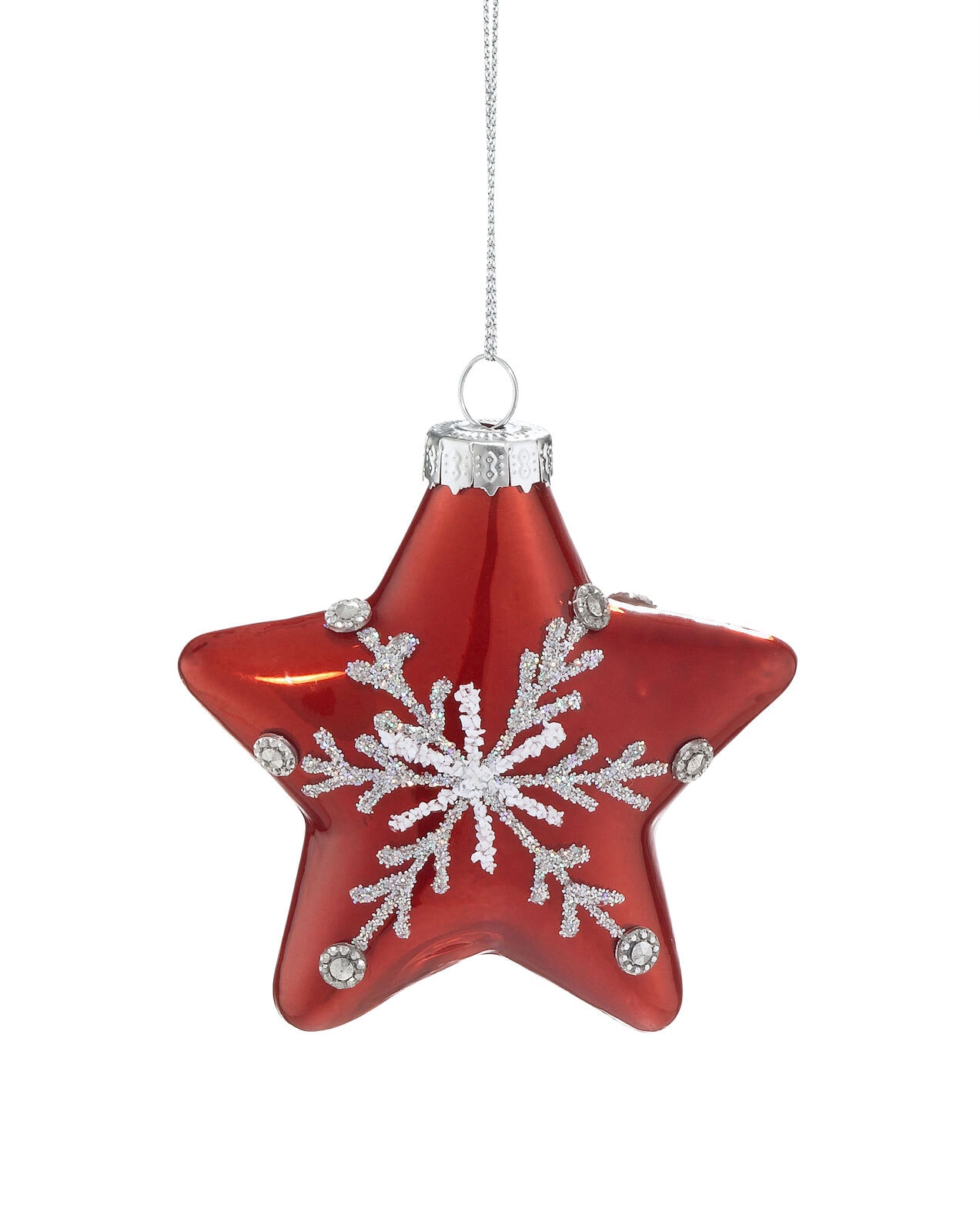 casaNOVA Weihnachtsbaumschmuck Stern NORDISCHER WINTER 8 cm rot /weiß